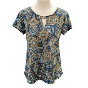 Melissa Paige Diamond Geometric Shape Blouse Top Women's Size Small